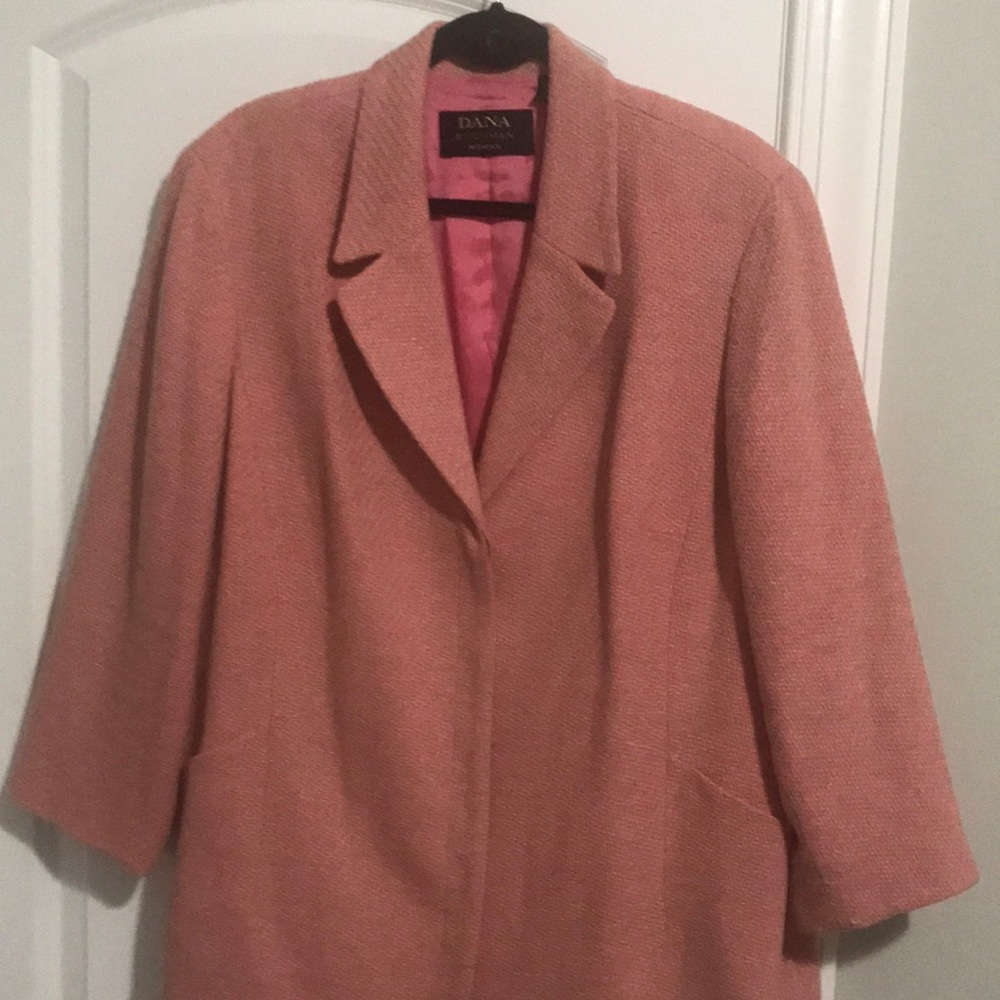 DANA BUCHMAN Woven pink and tan 3/4 sleeves blazer with front side pockets